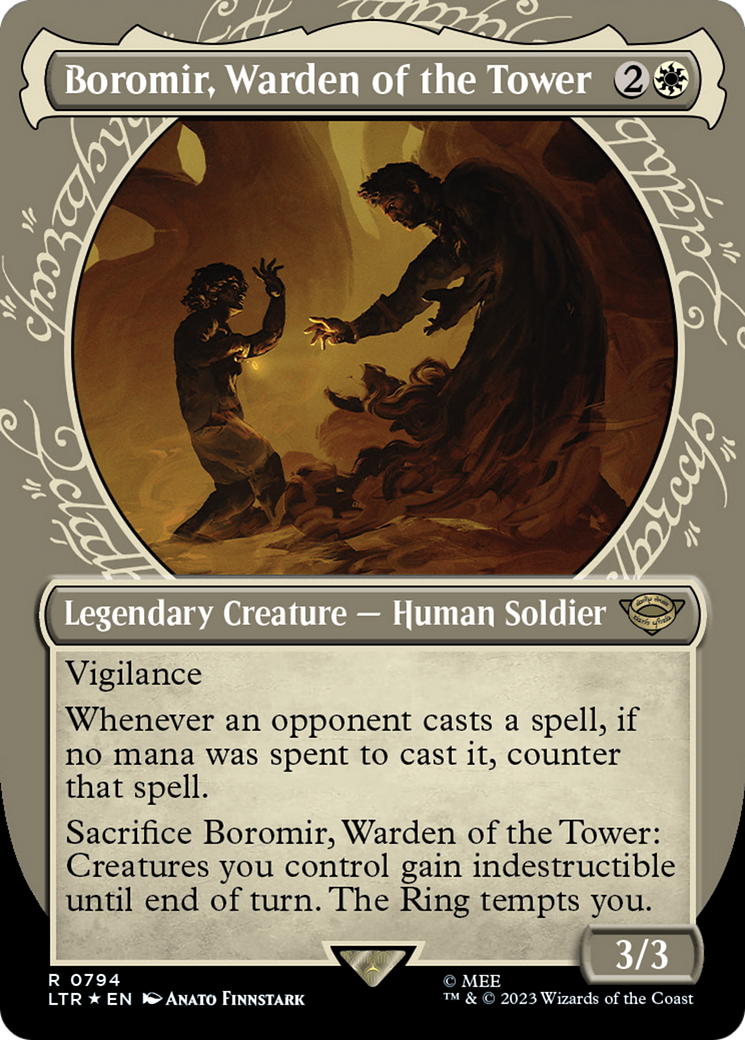 Boromir, Warden of the Tower (Showcase) (Surge Foil) [The Lord of the Rings: Tales of Middle-Earth] | Boutique FDB TCG