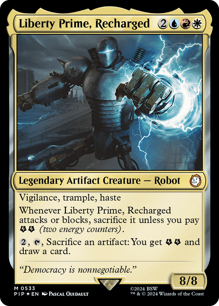 Liberty Prime, Recharged (Surge Foil) [Fallout] | Boutique FDB TCG