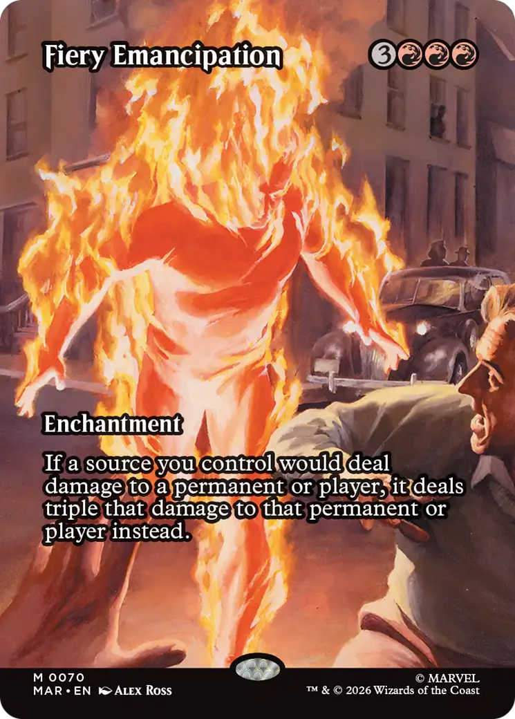 Fiery Emancipation (Borderless) [Marvel Universe: Eternal-Legal] | Boutique FDB TCG