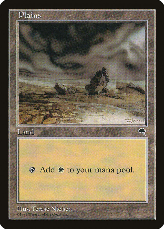 Plains (Black Signature on White Background) [Tempest] | Boutique FDB TCG