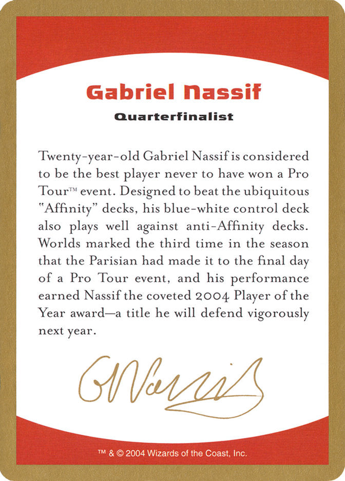 Gabriel Nassif Bio [World Championship Decks 2004] | Boutique FDB TCG