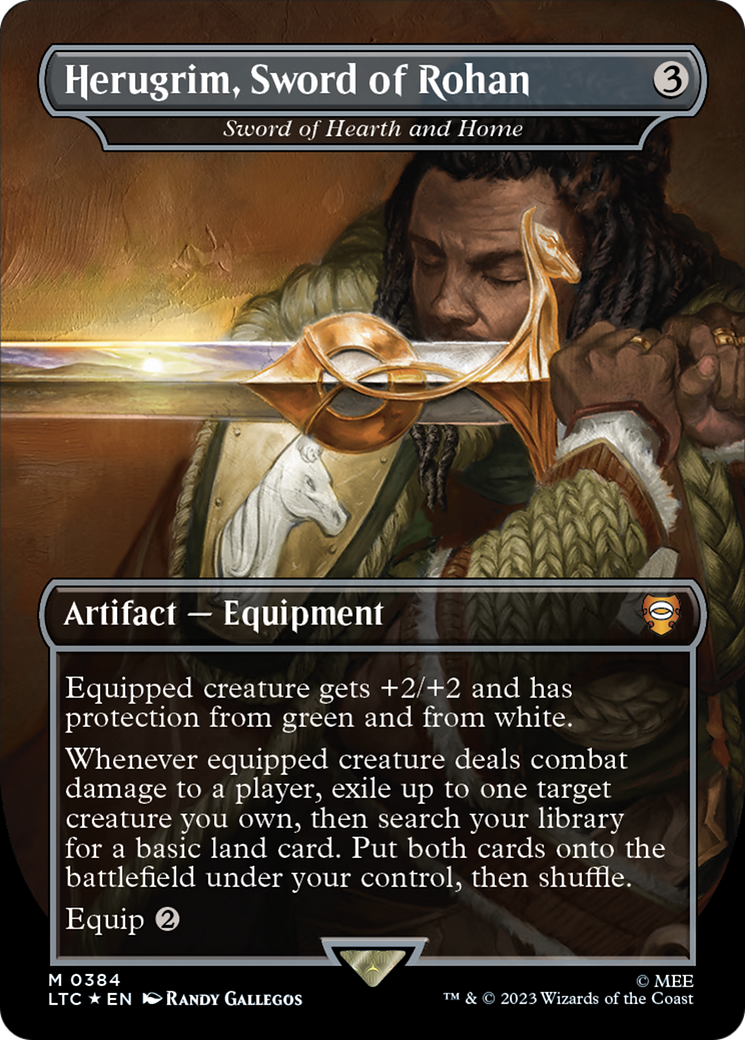 Herugrim, Sword of Rohan - Sword of Hearth and Home (Borderless) (Surge Foil Realms and Relics) [The Lord of the Rings: Tales of Middle-Earth Commander] | Boutique FDB TCG