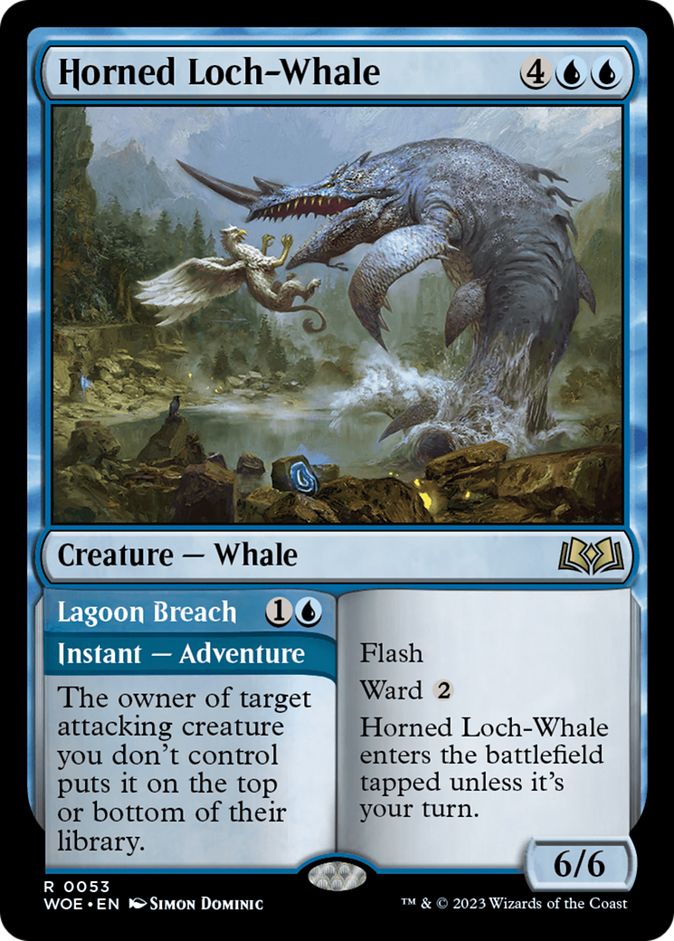 Horned Loch-Whale // Lagoon Breach [Wilds of Eldraine] | Boutique FDB TCG