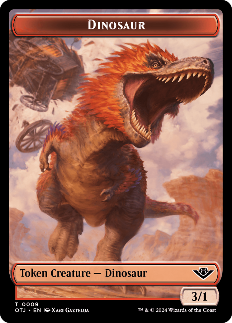 Mercenary // Dinosaur Double-Sided Token [Outlaws of Thunder Junction Tokens] | Boutique FDB TCG