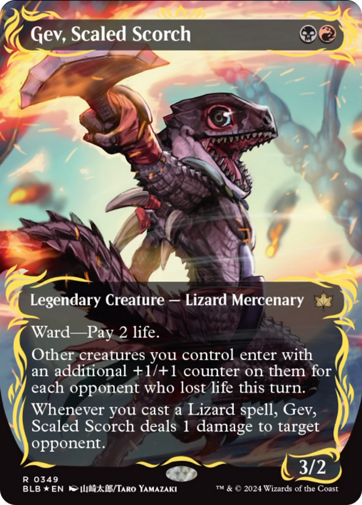 Gev, Scaled Scorch (Borderless) (Raised Foil) [Bloomburrow] | Boutique FDB TCG