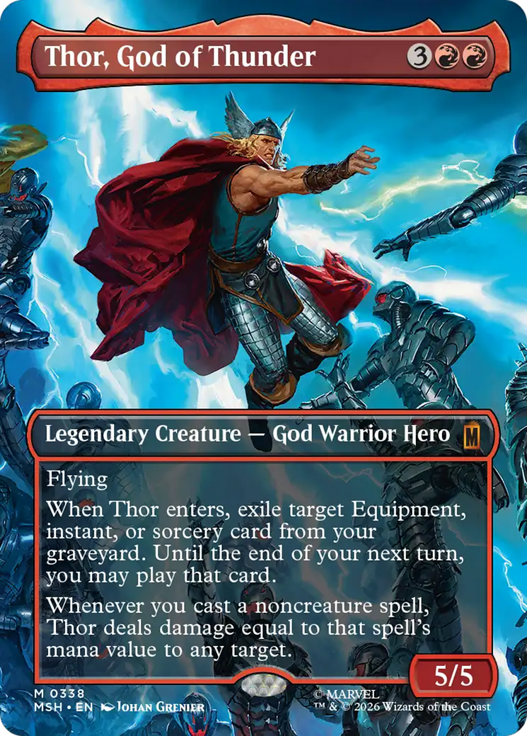 Thor, God of Thunder (Borderless) (0338) [Marvel Super Heroes] | Boutique FDB TCG