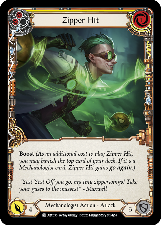 Zipper Hit (Yellow) [U-ARC030] (Arcane Rising Unlimited)  Unlimited Rainbow Foil | Boutique FDB TCG