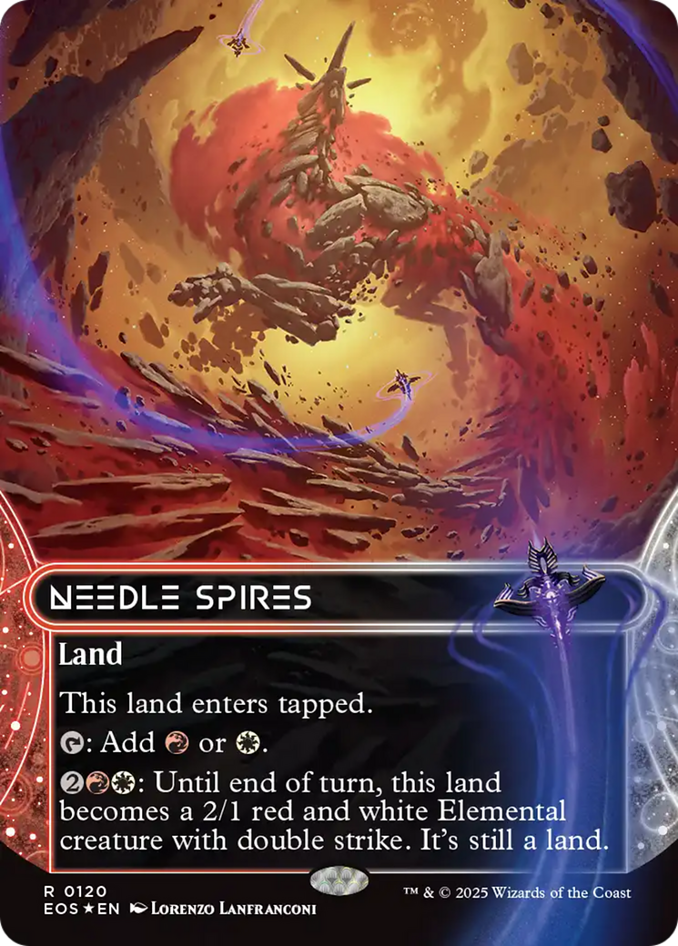 Needle Spires (0120) (Borderless) (Galaxy Foil) [Edge of Eternities: Stellar Sights] | Boutique FDB TCG