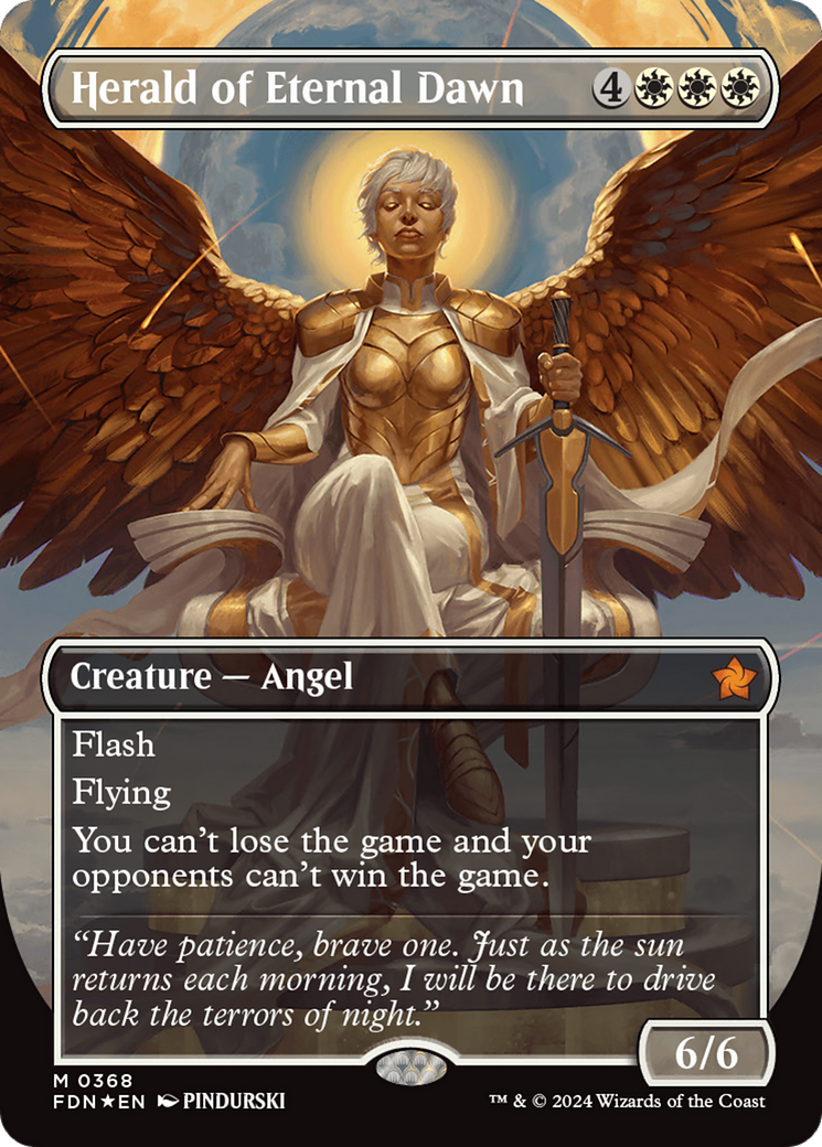 Herald of Eternal Dawn (Borderless) (Mana Foil) [Foundations] | Boutique FDB TCG