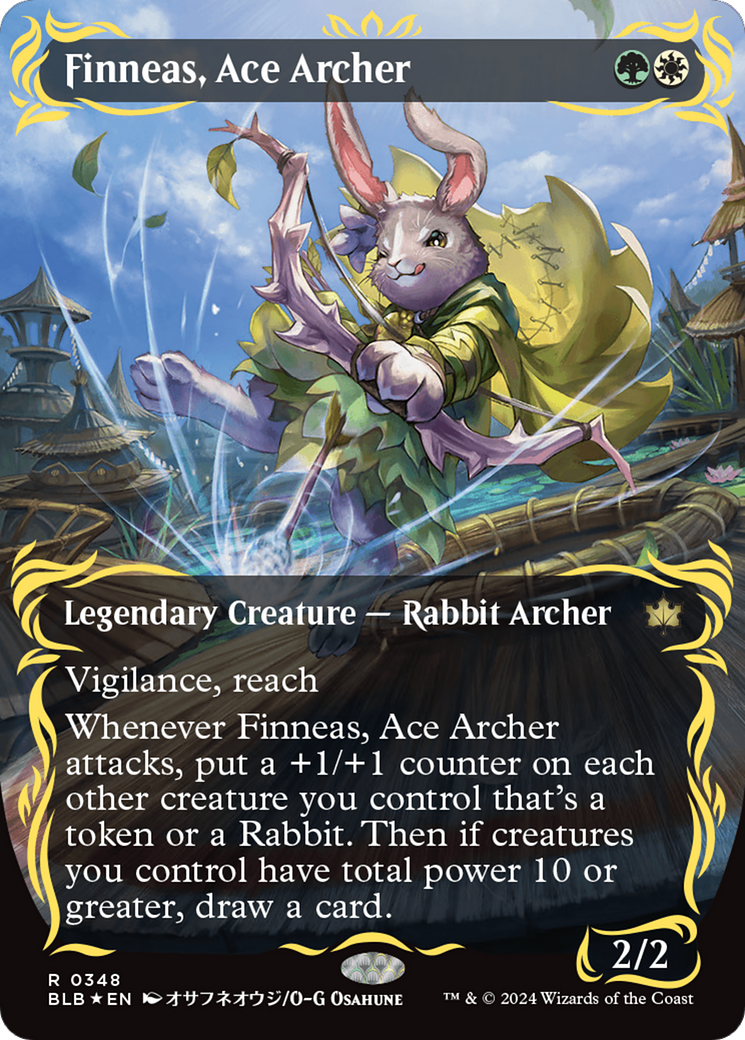 Finneas, Ace Archer (Borderless) (Raised Foil) [Bloomburrow] | Boutique FDB TCG