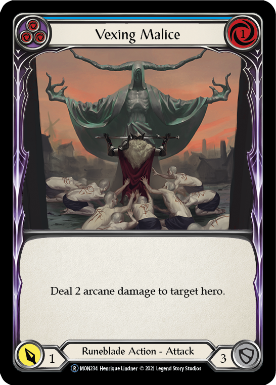 Vexing Malice (Blue) [U-MON234-RF] (Monarch Unlimited)  Unlimited Rainbow Foil | Boutique FDB TCG