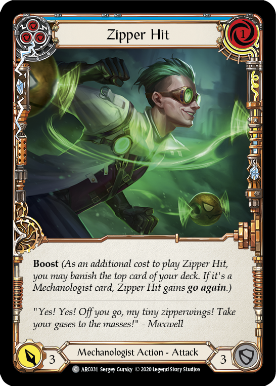 Zipper Hit (Blue) [U-ARC031] (Arcane Rising Unlimited)  Unlimited Normal | Boutique FDB TCG