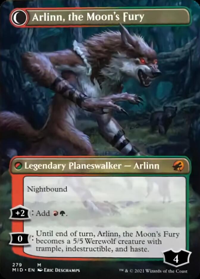Arlinn, the Pack's Hope // Arlinn, the Moon's Fury (Borderless) [Innistrad: Midnight Hunt] | Boutique FDB TCG