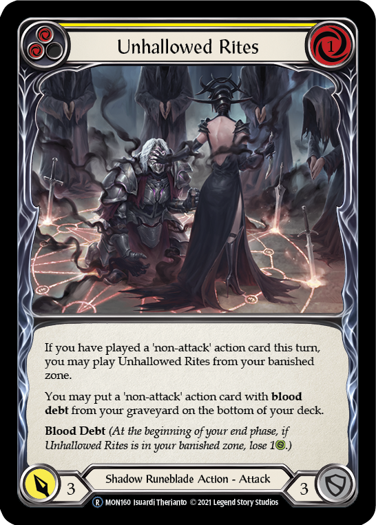 Unhallowed Rites (Yellow) [U-MON160-RF] (Monarch Unlimited)  Unlimited Rainbow Foil | Boutique FDB TCG