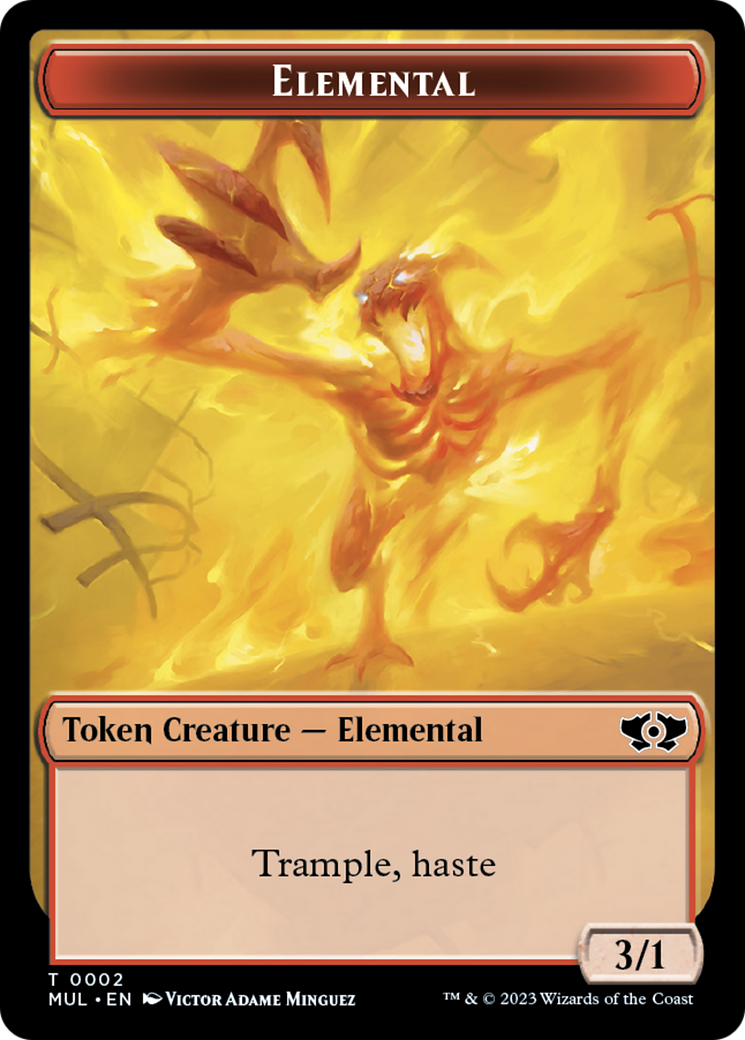 Elemental (2) // Teferi Akosa of Zhalfir Emblem Double-Sided Token [March of the Machine Tokens] | Boutique FDB TCG