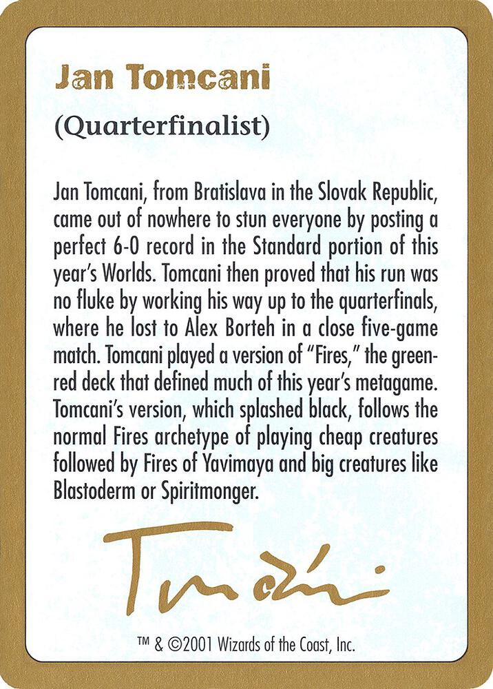 2001 Jan Tomcani Biography Card [World Championship Decks] | Boutique FDB TCG