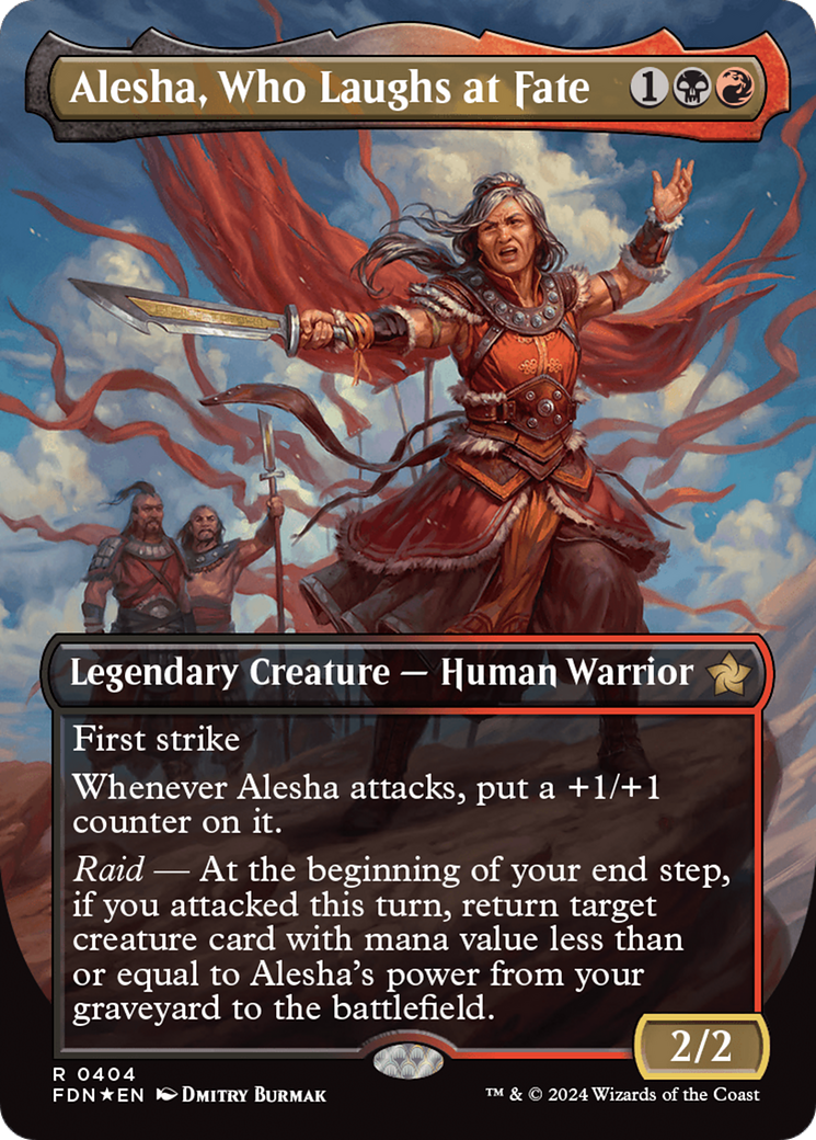 Alesha, Who Laughs at Fate (Borderless) (Mana Foil) [Foundations] | Boutique FDB TCG