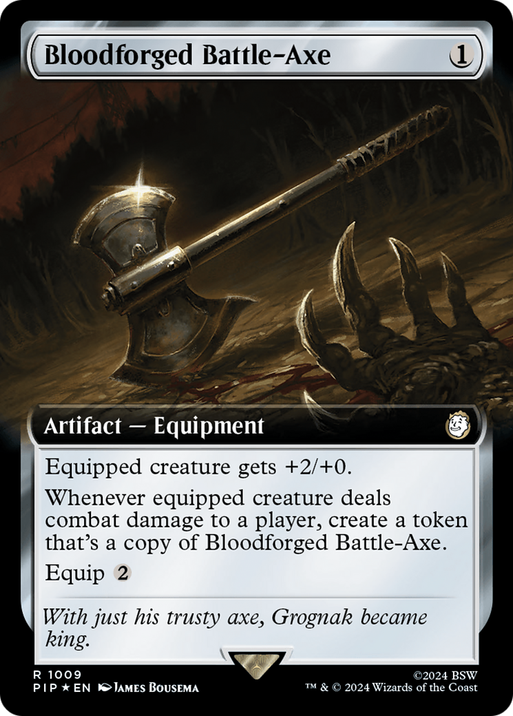 Bloodforged Battle-Axe (Extended Art) (Surge Foil) [Fallout] | Boutique FDB TCG
