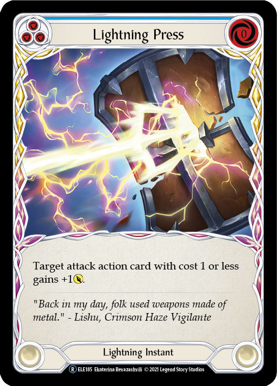 Lightning Press (Blue) [U-ELE185] (Tales of Aria Unlimited)  Unlimited Normal | Boutique FDB TCG