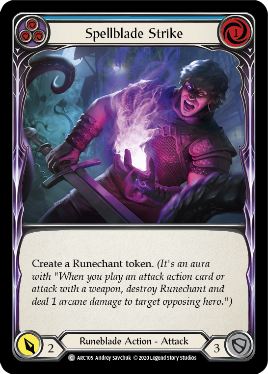 Spellblade Strike (Blue) [U-ARC105] (Arcane Rising Unlimited)  Unlimited Rainbow Foil | Boutique FDB TCG