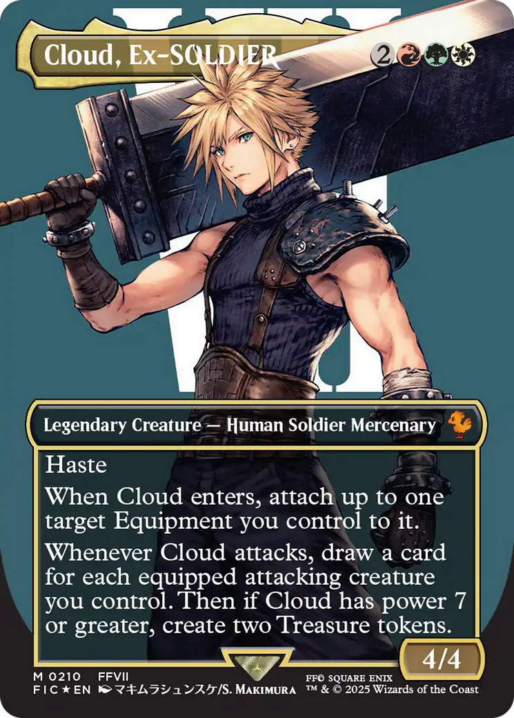 Cloud, Ex-SOLDIER (Borderless) (Surge Foil) [FINAL FANTASY Commander] | Boutique FDB TCG