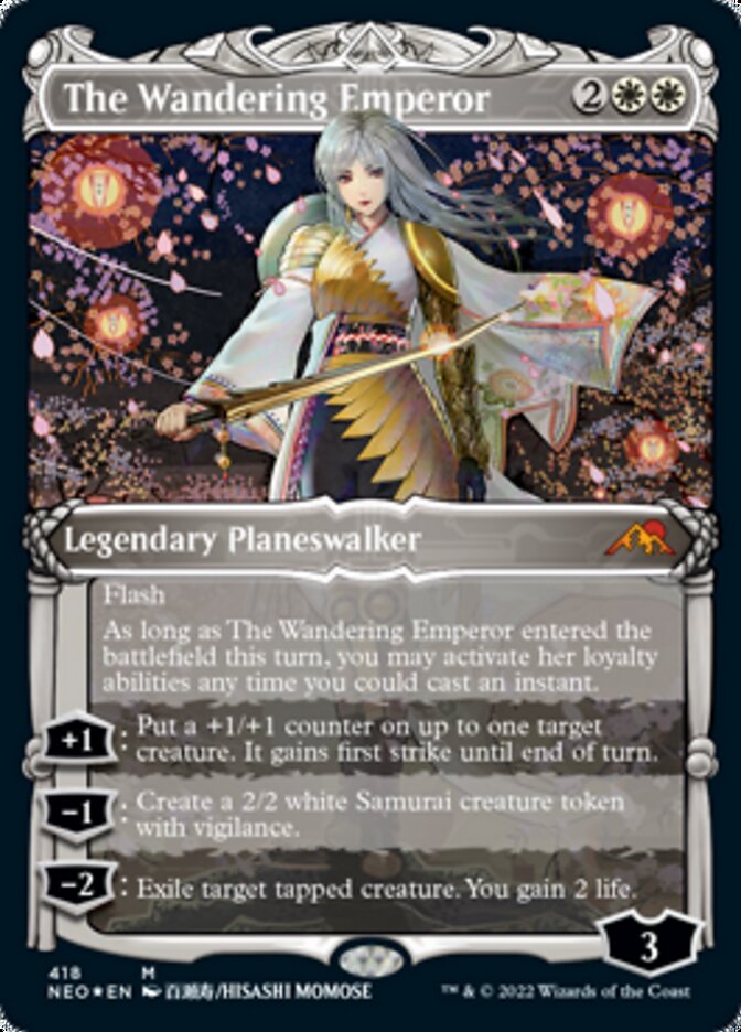 The Wandering Emperor (Showcase) (Foil Etched) [Kamigawa: Neon Dynasty] | Boutique FDB TCG