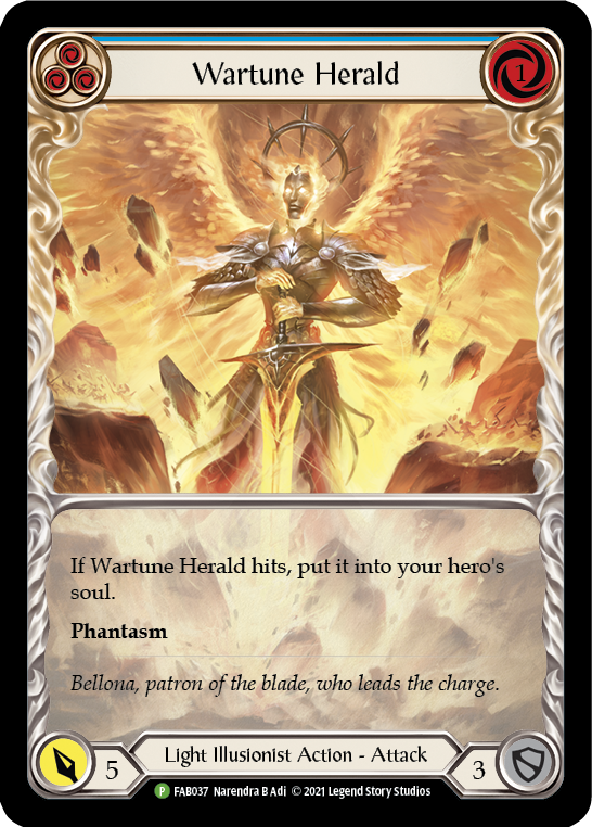 Wartune Herald (Blue Extended Art) [FAB037] (Promo)  Rainbow Foil | Boutique FDB TCG