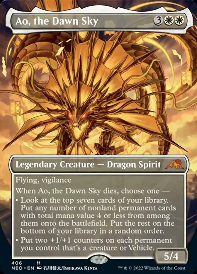 Ao, the Dawn Sky (Borderless Alternate Art) [Kamigawa: Neon Dynasty] | Boutique FDB TCG