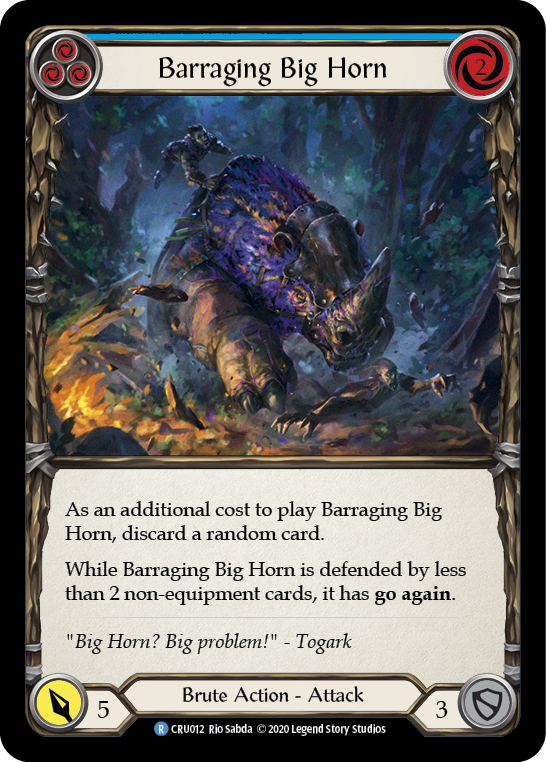 Barraging Big Horn (Blue) [CRU012] (Crucible of War)  1st Edition Normal | Boutique FDB TCG