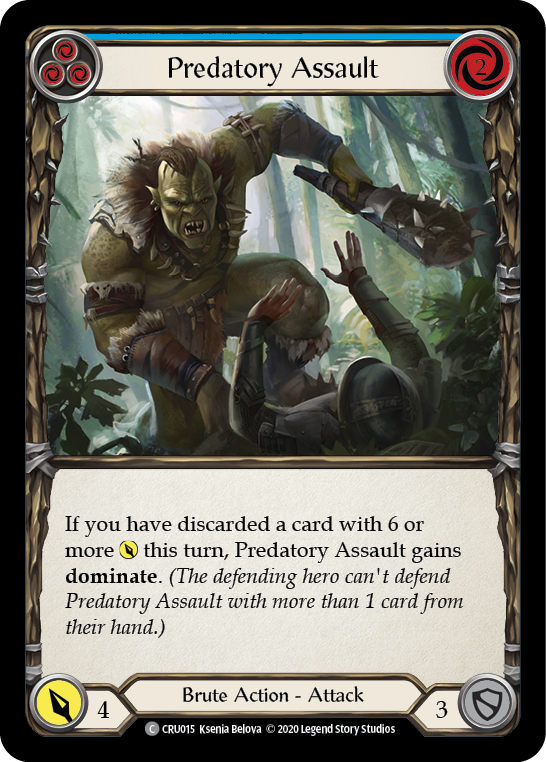 Predatory Assault (Blue) [CRU015] (Crucible of War)  1st Edition Normal | Boutique FDB TCG