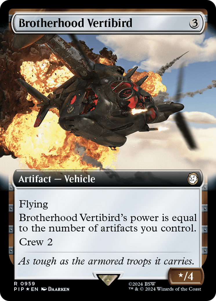 Brotherhood Vertibird (Extended Art) (Surge Foil) [Fallout] | Boutique FDB TCG