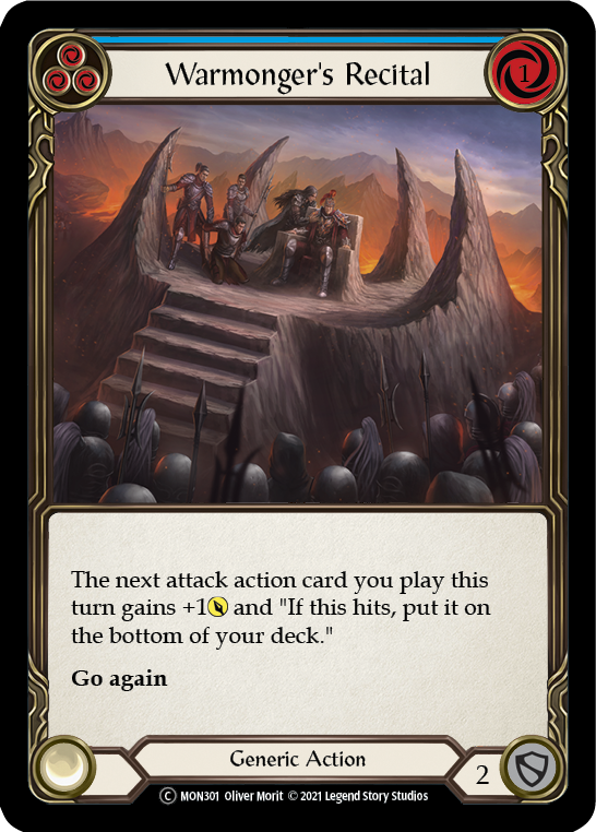 Warmonger's Recital (Blue) [U-MON301-RF] (Monarch Unlimited)  Unlimited Rainbow Foil | Boutique FDB TCG