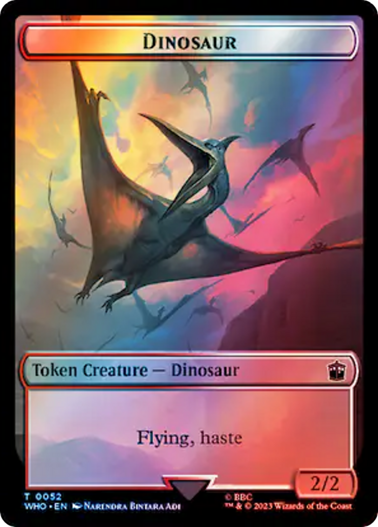 Human Rogue // Dinosaur Double-Sided Token (Surge Foil) [Doctor Who Tokens] | Boutique FDB TCG