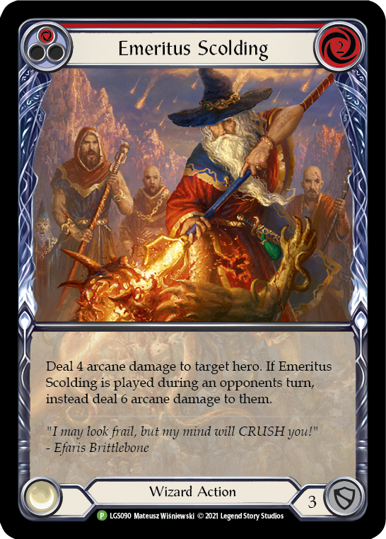 Emeritus Scolding (Red Extended Art) [LGS090] (Promo)  Rainbow Foil | Boutique FDB TCG