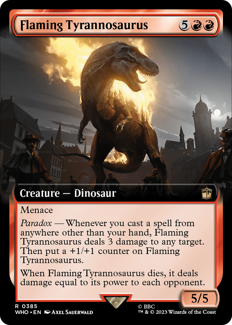 Flaming Tyrannosaurus (Extended Art) [Doctor Who] | Boutique FDB TCG
