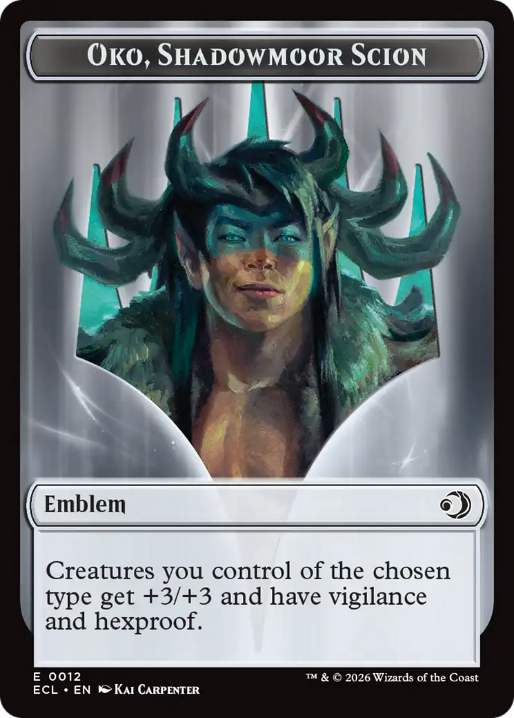 Elk // Emblem - Oko, Shadowmoor Scion Double-Sided Token [Lorwyn Eclipsed Tokens] | Boutique FDB TCG
