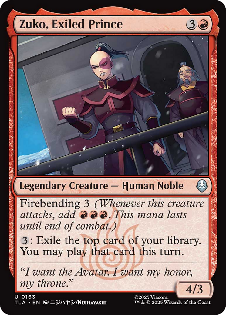 Zuko, Exiled Prince [Avatar: The Last Airbender] | Boutique FDB TCG