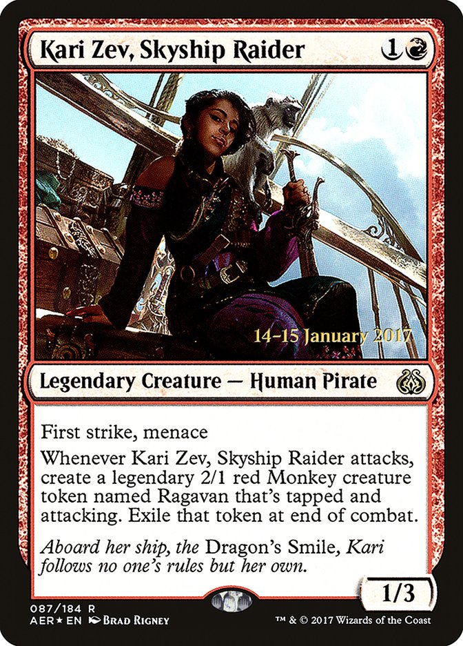 Kari Zev, Skyship Raider [Aether Revolt Prerelease Promos] | Boutique FDB TCG