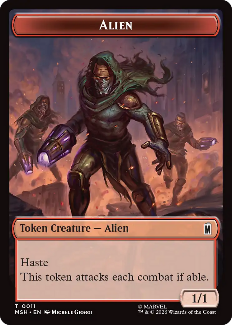 Wall // Alien Double-Sided Token [Marvel Super Heroes Tokens] | Boutique FDB TCG