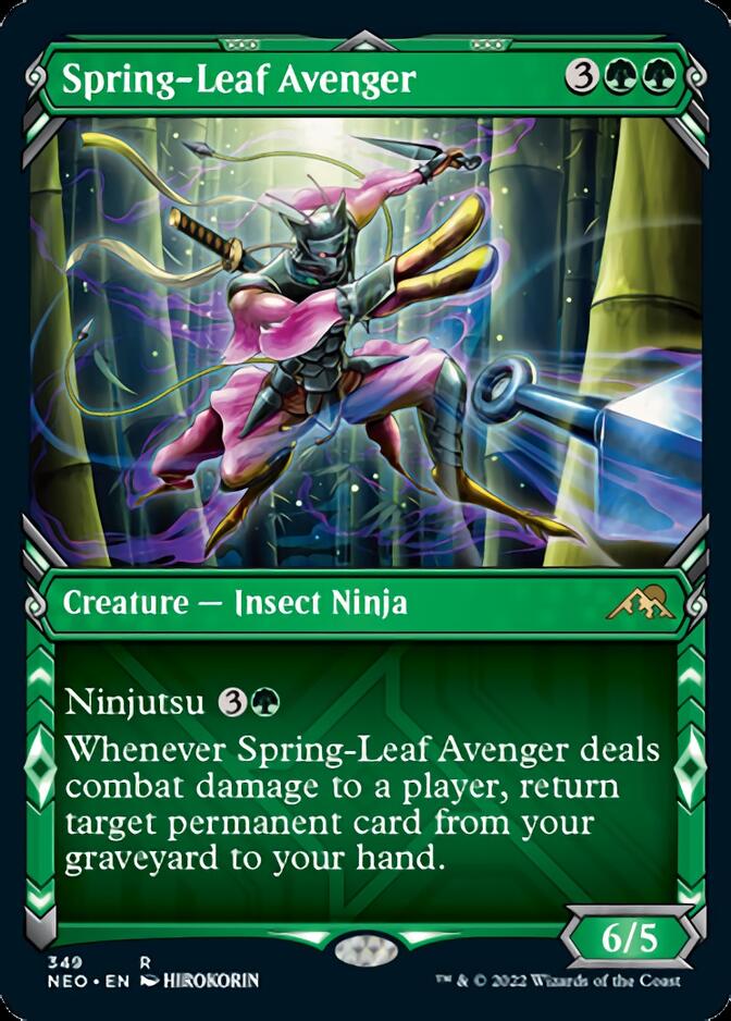 Spring-Leaf Avenger (Showcase Ninja) [Kamigawa: Neon Dynasty] | Boutique FDB TCG