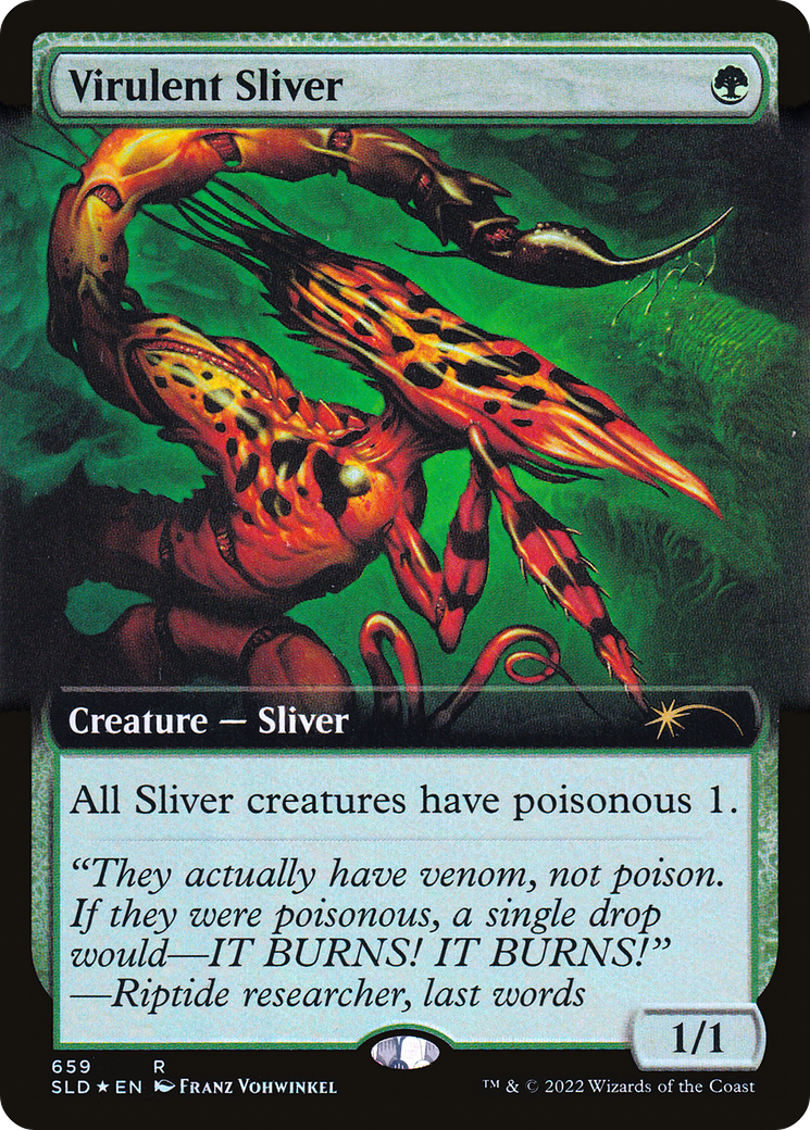 Virulent Sliver (Extended Art) (Step-and-Compleat Foil) [Secret Lair Drop Promos] | Boutique FDB TCG