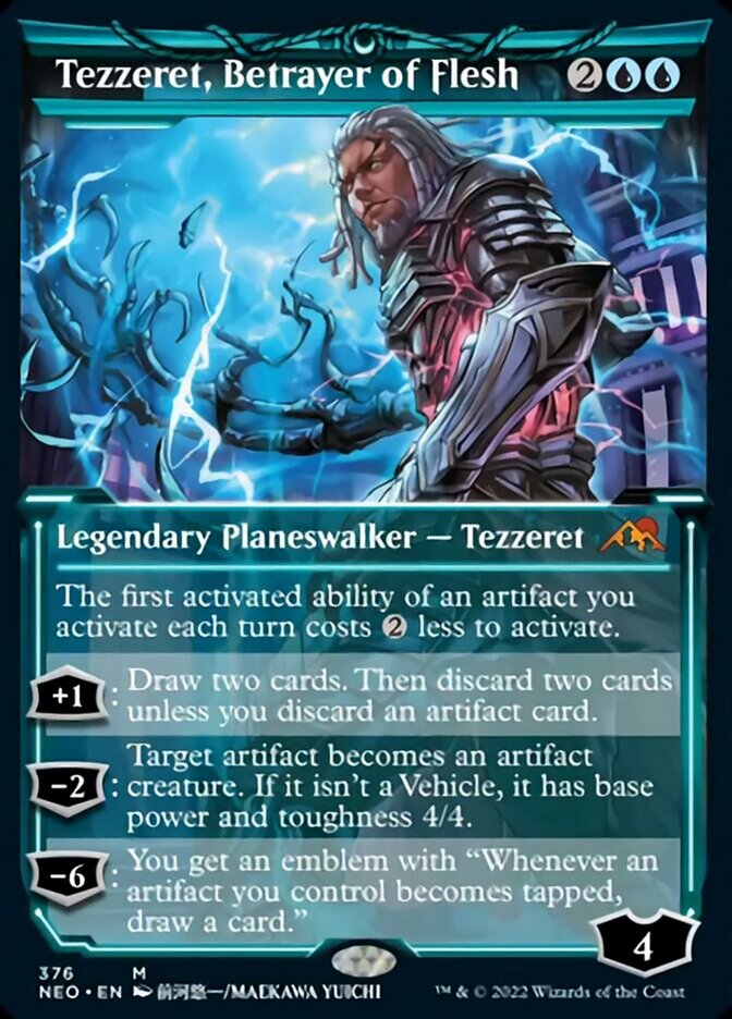 Tezzeret, Betrayer of Flesh (Showcase Soft Glow) [Kamigawa: Neon Dynasty] | Boutique FDB TCG