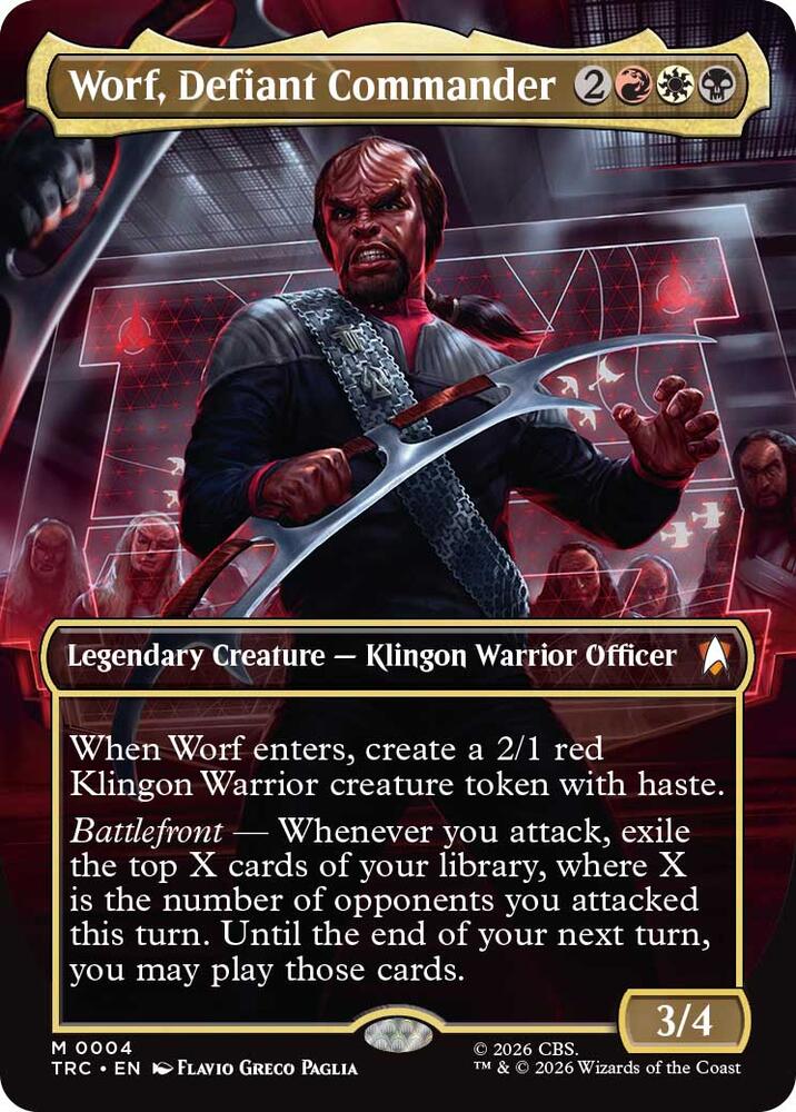 Worf, Defiant Commander (Borderless) (4) [Star Trek Commander] | Boutique FDB TCG