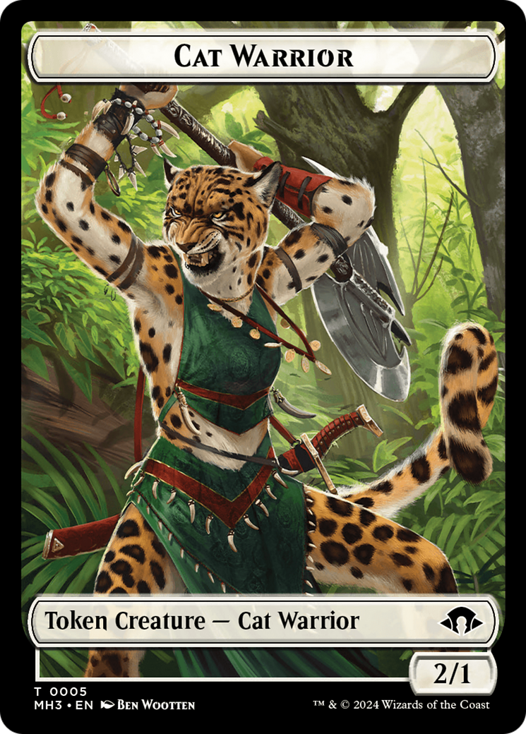 Eldrazi Spawn // Cat Warrior Double-Sided Token [Modern Horizons 3 Tokens] | Boutique FDB TCG