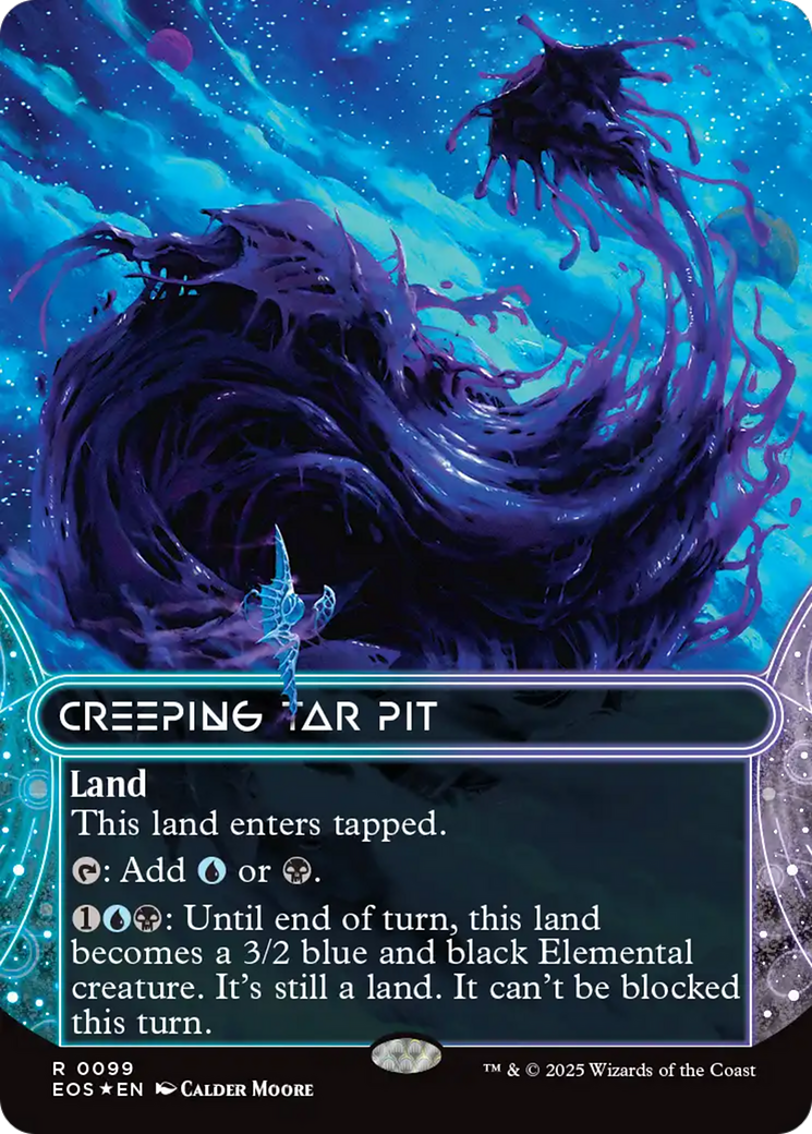 Creeping Tar Pit (0099) (Borderless) (Galaxy Foil) [Edge of Eternities: Stellar Sights] | Boutique FDB TCG