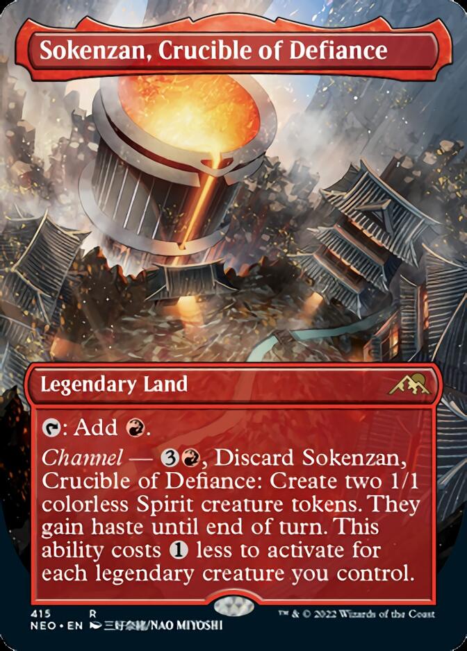 Sokenzan, Crucible of Defiance (Borderless Alternate Art) [Kamigawa: Neon Dynasty] | Boutique FDB TCG