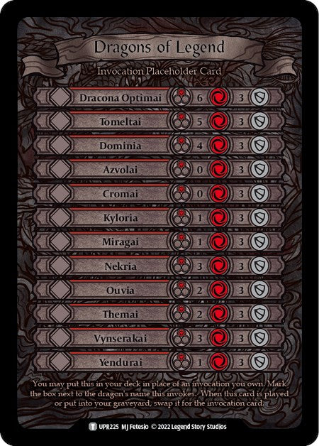 Dragons of Legend Invocation Placeholder Card [UPR225] (Uprising) | Boutique FDB TCG