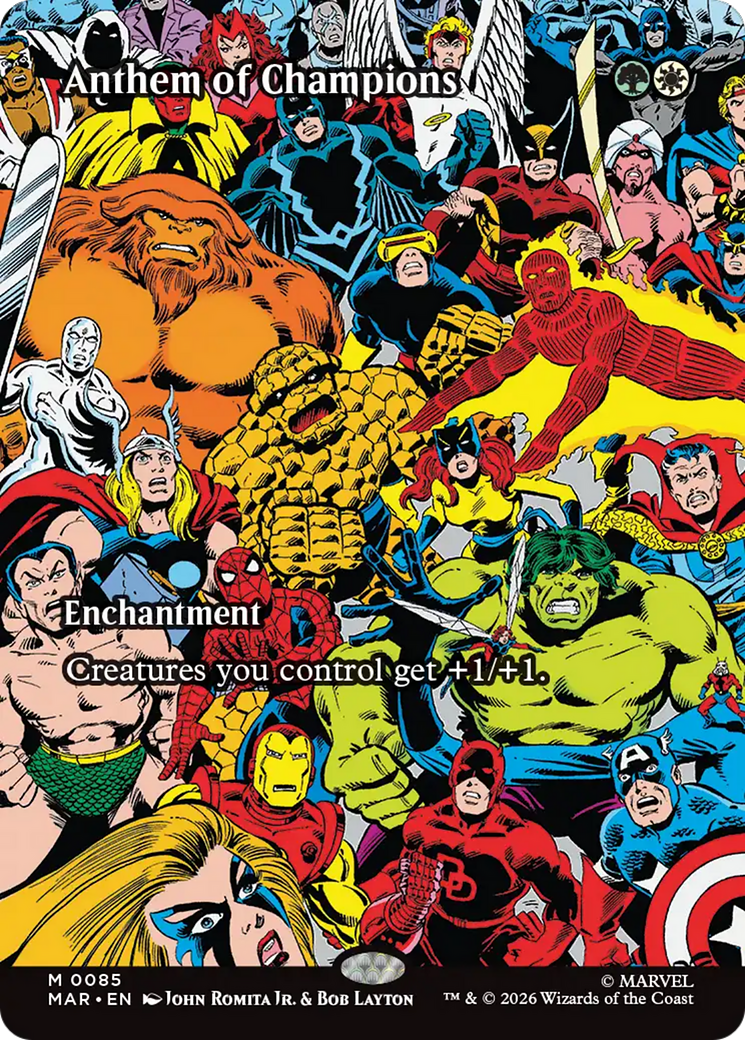 Anthem of Champions (Borderless) [Marvel Universe: Eternal-Legal] | Boutique FDB TCG