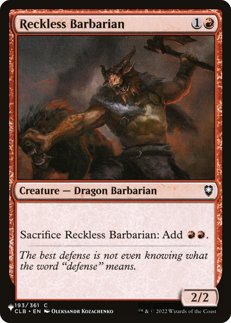 Reckless Barbarian [The List] | Boutique FDB TCG