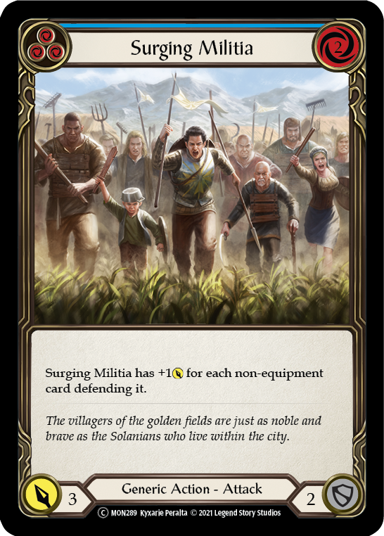 Surging Militia (Blue) [U-MON289-RF] (Monarch Unlimited)  Unlimited Rainbow Foil | Boutique FDB TCG